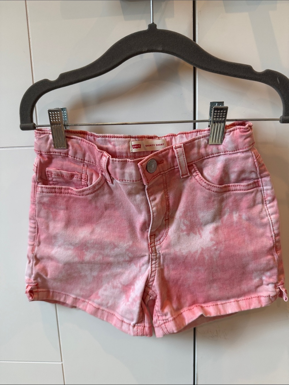 Levi’s kids Pink-reddish Tie-Dye Shorty Short Denim Shorts